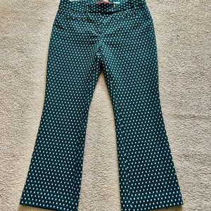 Anthropologie Dark Green Patterned Ankle Pants